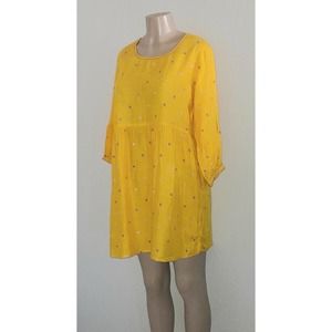 Bright Yellow Sun Dress Red Stitching size L 44 in India